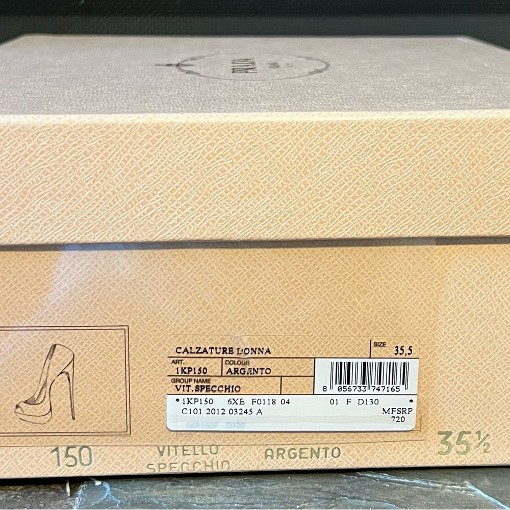 Prada Calzature Donna Size 35.5 Stiletto Heels Argento/Silver - Picture 2 of 13